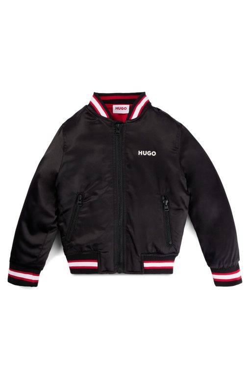 Hugo Boss-Kids' bomber jacket in stretch satin with double logo-boss hugo - Image 2