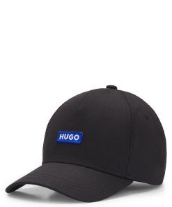 Hugo Boss Hats and Gloves-Cotton-twill cap with blue logo patch-hugo boss store