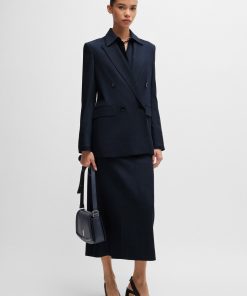 Hugo Boss Tailored Jackets-Regular-fit long-length jacket in denim-effect twill-hugo boss store near me 2