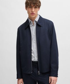 Hugo Boss Sport Coats-Slim-fit jacket in stretch seersucker with wrinkle recovery-boss store