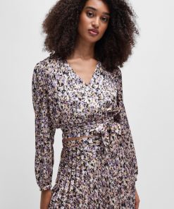 Hugo Boss Blouses-Slim-fit blouse in printed satin twill-boss hugo