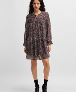 Hugo Boss Dresses-Paisley-print dress with tie details-hugoboss