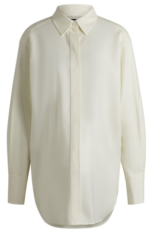 Hugo Boss Blouses-Travel-friendly blouse in wrinkle-resistant wool-hugo by hugo boss - Image 2