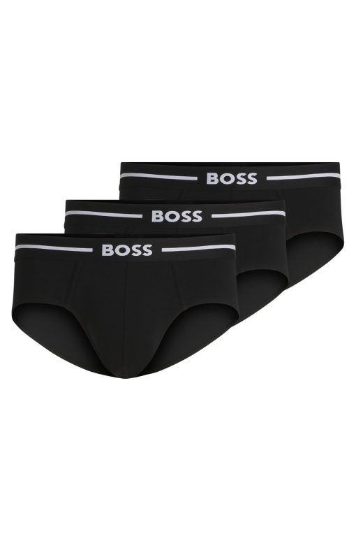 Hugo Boss Underwear-Three-pack of stretch-cotton trunks with logo waistbands-hugo boss store