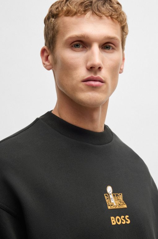 Hugo Boss Tracksuits-BOSS x NFL cotton sweatshirt with gold-tone embroidery-boss hugo - Image 2