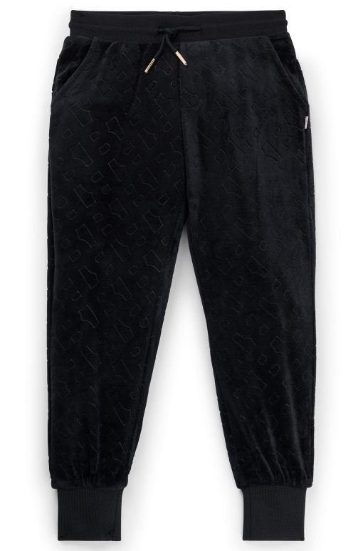 Hugo Boss-Kids' velvet trousers with embossed monogram detail-boss store near me