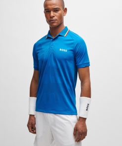 Hugo Boss Polo Shirts-BOSS x MATTEO BERRETTINI  slim-fit polo shirt in engineered jacquard jersey-hugoboss