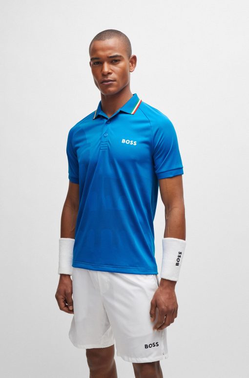 Hugo Boss Polo Shirts-BOSS x MATTEO BERRETTINI  slim-fit polo shirt in engineered jacquard jersey-hugoboss