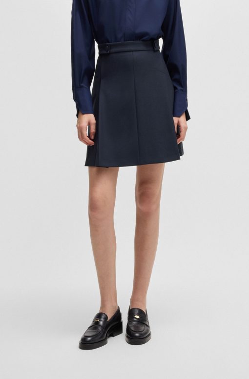 Hugo Boss Skirts-Pleat-front skirt with buttoned waist-boss store near me