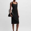 Hugo Boss Dresses-Belted wrap dress in a linen blend-boss store 3