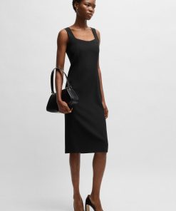 Hugo Boss Dresses-Bodycon midi-length dress in stretch material-hugo boss store near me