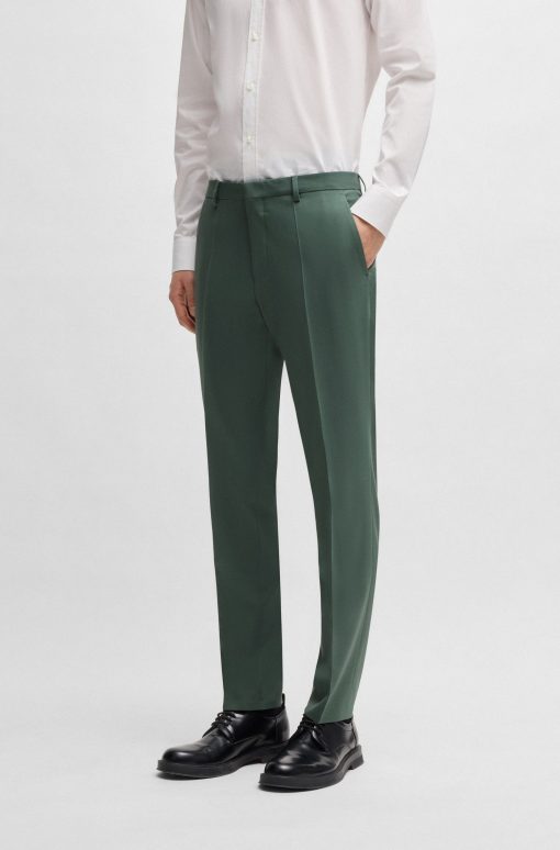 Hugo Boss Pants-Extra-slim-fit trousers in wool stretch poplin-hugo boss store near me