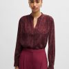 Hugo Boss Blouses-Long-sleeved blouse in washed silk with pleated front-boss hugo 4