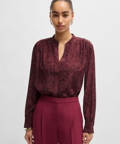 Hugo Boss Blouses-Regular-fit blouse in snake-print silk-boss outlet