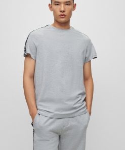 Hugo Boss Sweatshirts and Jogging Pants-Relaxed-fit T-shirt in stretch cotton with logo tape-boss store