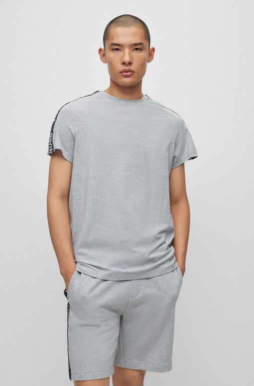 Hugo Boss Sweatshirts and Jogging Pants-Relaxed-fit T-shirt in stretch cotton with logo tape-boss store