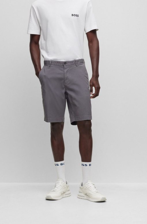 Hugo Boss Pants-Slim-fit shorts in stretch-cotton gabardine-hugo boss outlet