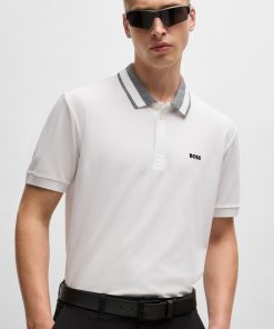 Hugo Boss Polo Shirts-Stretch-cotton polo shirt with logo detail-boss store near me 2