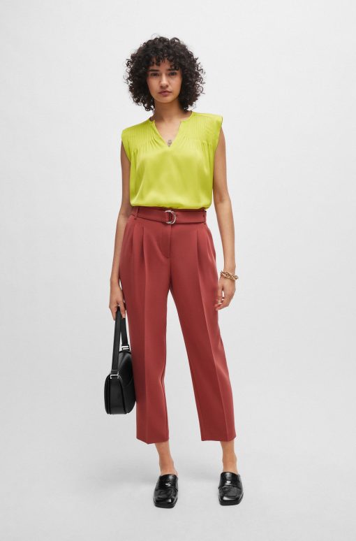 Hugo Boss Pants-Regular-fit cropped trousers in crease-resistant crepe-boss outlet - Image 2