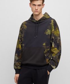 Hugo Boss Tracksuits-Cotton-terry hoodie with lichen-inspired graphics-hugo boss sale