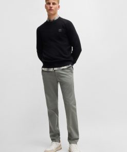 Hugo Boss Pants-Regular-fit chinos in stretch-cotton satin-boss near me 2