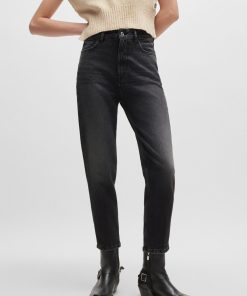 Hugo Boss Pants-Mom-fit jeans in dark-gray comfort-stretch denim-hugo boss outlet