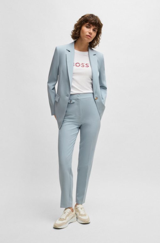 Hugo Boss Pants-Crease-front chinos in stretch satin-hugo boss store - Image 2