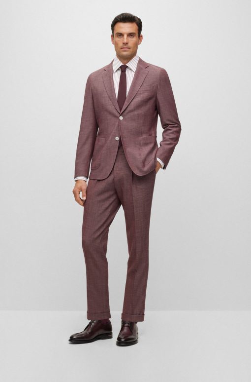 Hugo Boss Suits-Slim-fit suit in a patterned wool blend-hugo boss sale