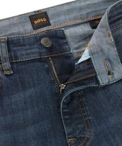 Hugo Boss Pants-Delaware slim-fit jeans in dark-blue stretch denim-boss near me 2