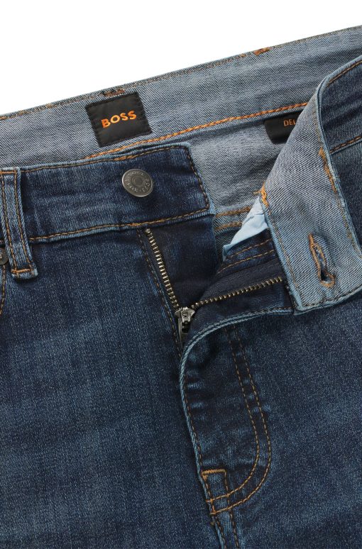 Hugo Boss Pants-Delaware slim-fit jeans in dark-blue stretch denim-boss near me - Image 2