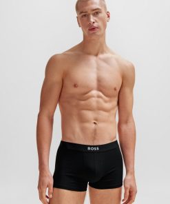 Hugo Boss Underwear-Two-pack of stretch-cotton trunks with logo waistbands-boss hugo 2