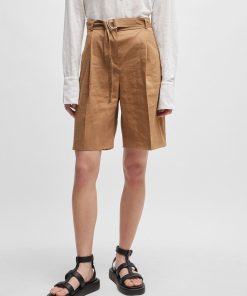 Hugo Boss-Relaxed-fit shorts in a stretch linen blend-hugoboss