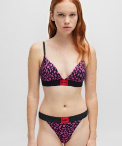 Hugo Boss Underwear, Pajamas, and Socks-Stretch-cotton triangle bra with seasonal pattern-boss store 2