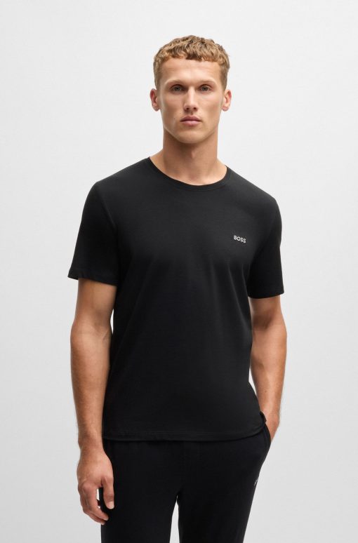 Hugo Boss Sweatshirts and Jogging Pants-Stretch-cotton regular-fit T-shirt with logo detail-boss near me