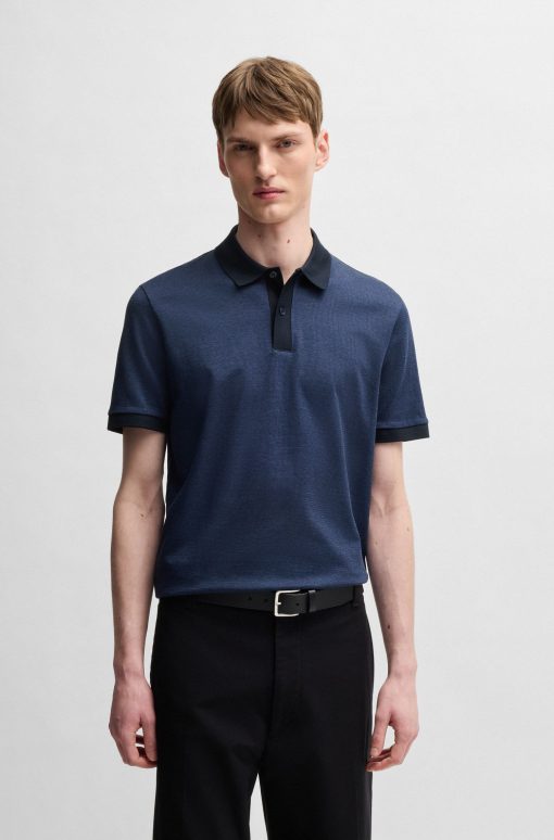 Hugo Boss Polo Shirts-Mercerized-cotton polo shirt with micro pattern-hugo boss store