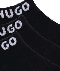 Hugo Boss Underwear, Pajamas, and Socks-Three-pack of ankle socks with logo cuffs-hugo boss store 2