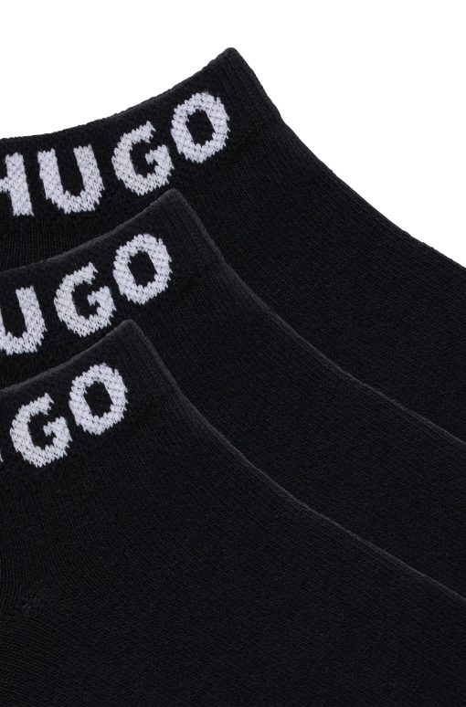 Hugo Boss Underwear, Pajamas, and Socks-Three-pack of ankle socks with logo cuffs-hugo boss store - Image 2