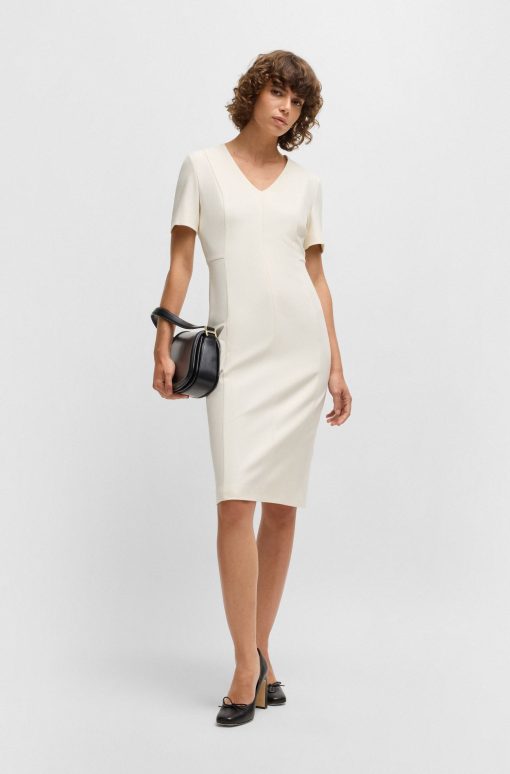 Hugo Boss Dresses-V-neck dress in stretch fabric-hugo boss sale