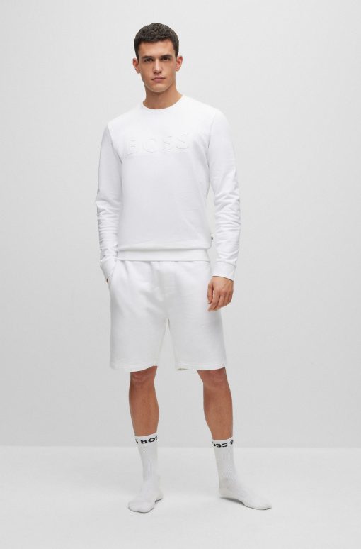 Hugo Boss Sweatshirts and Jogging Pants-Cotton-terry loungewear shorts with embossed logo-hugo boss outlet - Image 2