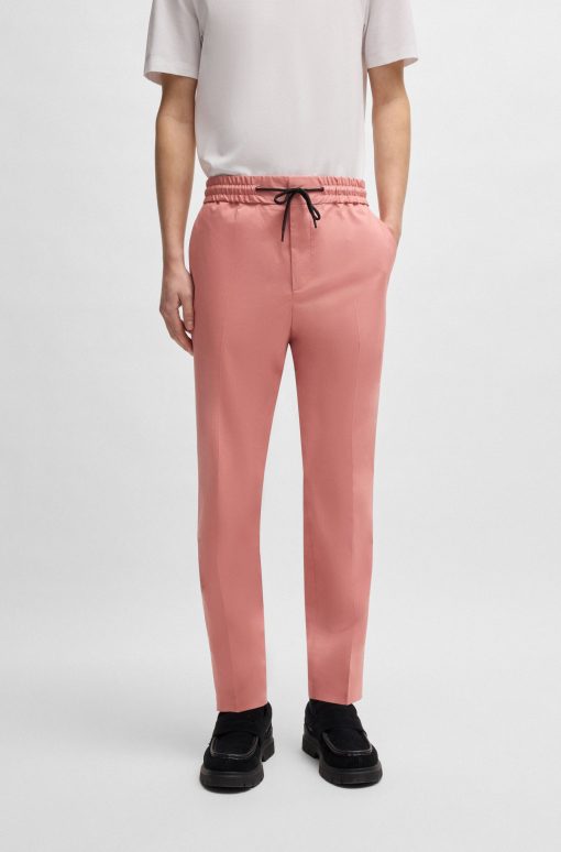 Hugo Boss-Extra-slim-fit trousers in paper-touch stretch cotton-hugo boss near me