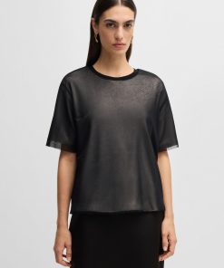 Hugo Boss Tops-Double-layer jersey top with sequin embellishments-boss store near me