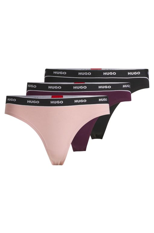 Hugo Boss Underwear, Pajamas, and Socks-Three-pack of stretch-cotton thong briefs with logos-hugo boss sale