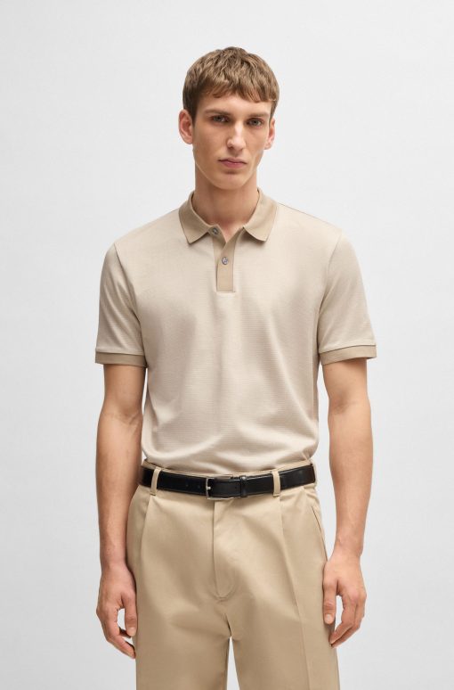 Hugo Boss Polo Shirts-Mercerized-cotton polo shirt with micro pattern-hugo