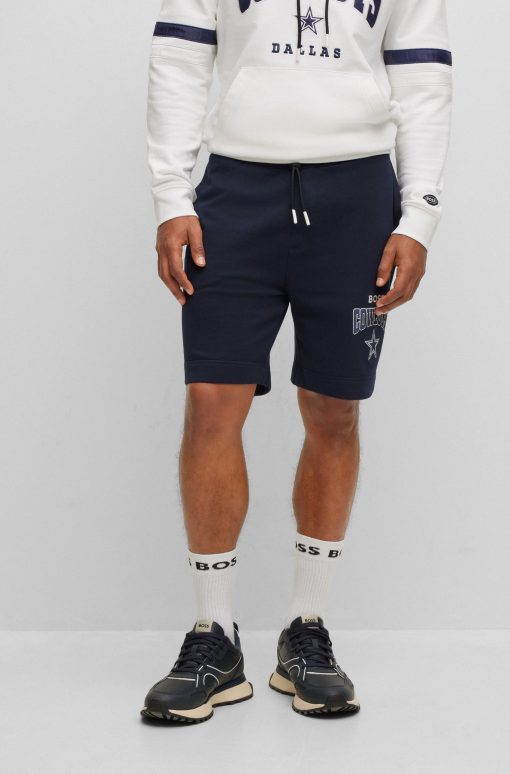 Hugo Boss Sweatshirts and Jogging Pants-BOSS x NFL cotton-terry shorts with collaborative branding-hugo boss store near me