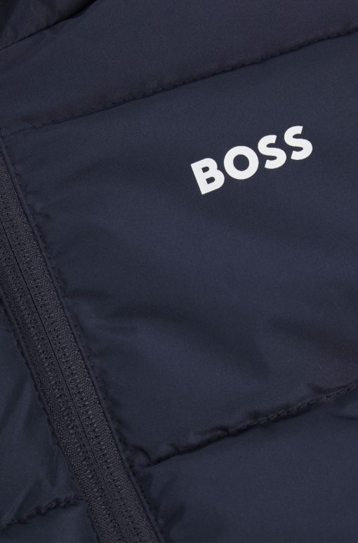 Hugo Boss-Kids' water-repellent padded jacket with logo print-hugo boss sale