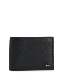 Hugo Boss Wallets and Key Rings-Grained faux-leather wallet with logo and signature stripe-hugo boss near me