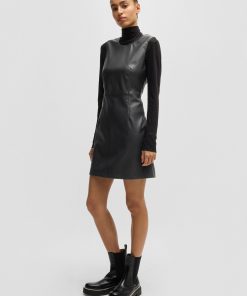 Hugo Boss Dresses-Shift dress in soft faux leather-boss near me 2