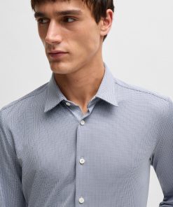 Hugo Boss-Slim-fit shirt in patterned performance fabric-hugo boss outlet 2