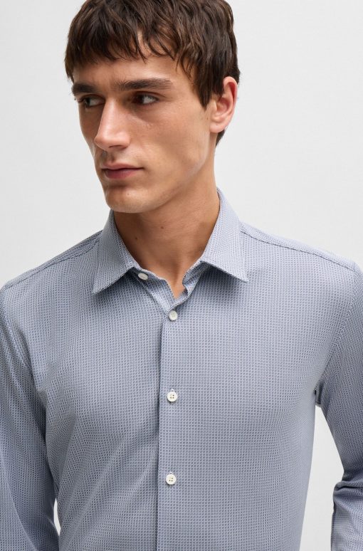 Hugo Boss-Slim-fit shirt in patterned performance fabric-hugo boss outlet - Image 2