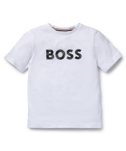 Hugo Boss-Kids’ regular-fit shirt in cotton with logo print-boss hugo